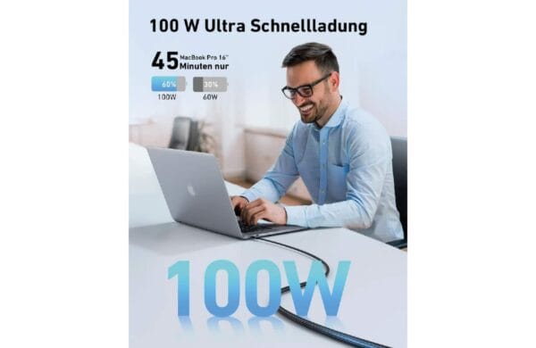 USB C oplaadkabel 3 meter nylon - Afbeelding 2