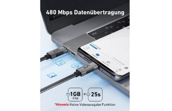 USB C oplaadkabel 3 meter nylon - Afbeelding 4