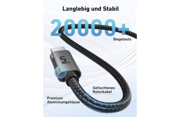 USB C oplaadkabel 3 meter nylon - Afbeelding 5