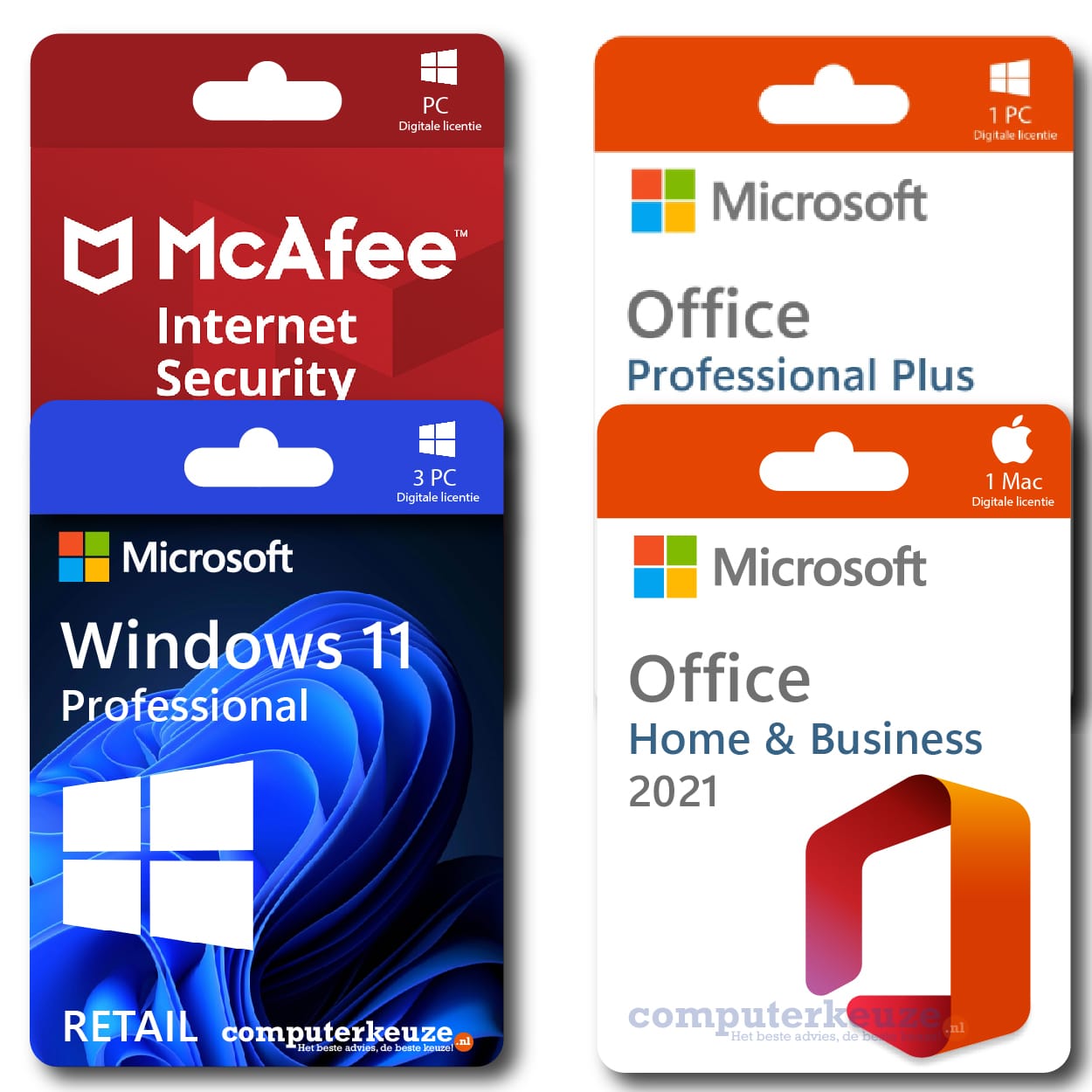 Office Professional Plus 2021 Office Home & Business voor Mac McAfee Internet Security Windows 11 Professional licentie goedkoop