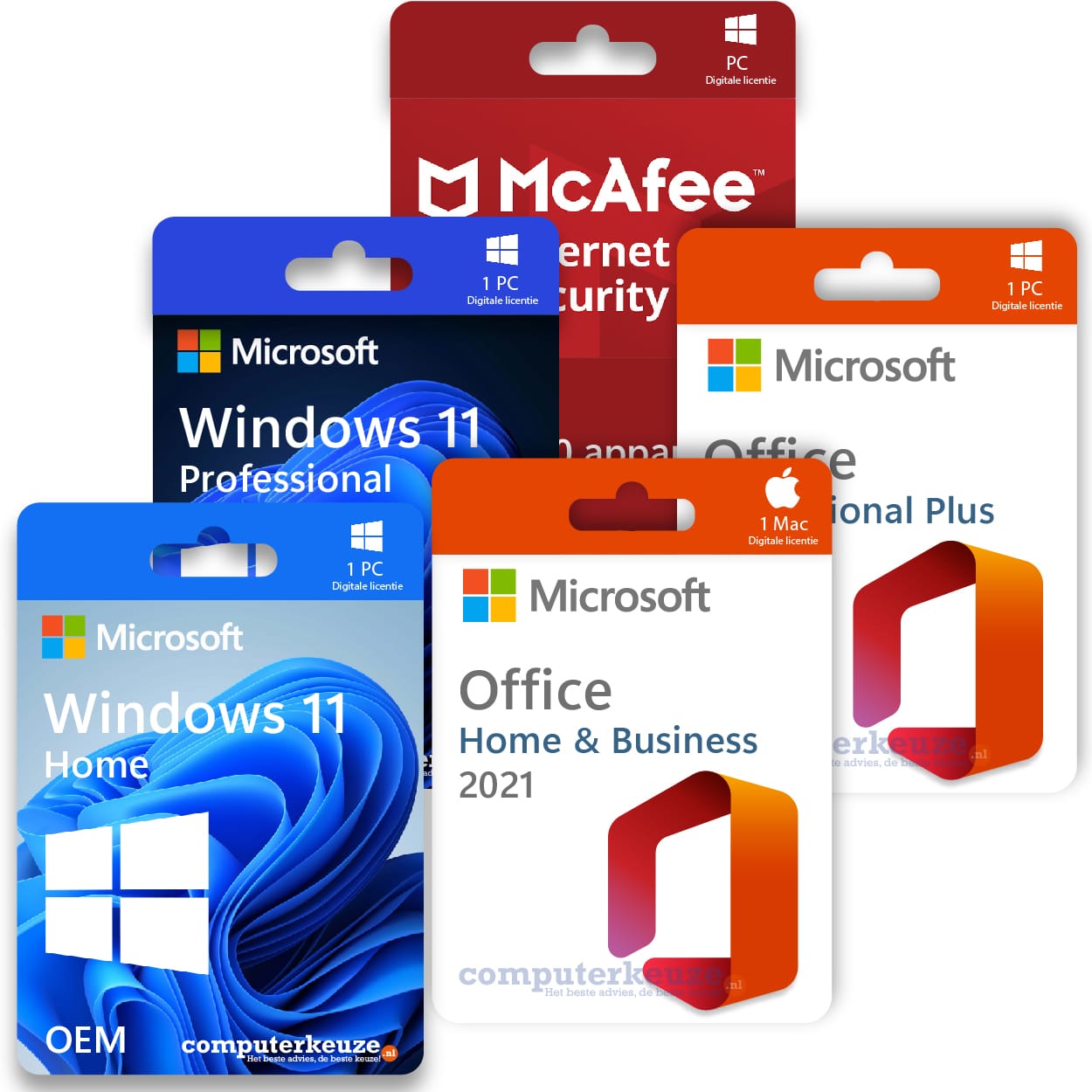 voordelige Office 2021 licentie McAfee Antivirus en Windows 11 Home of Pro