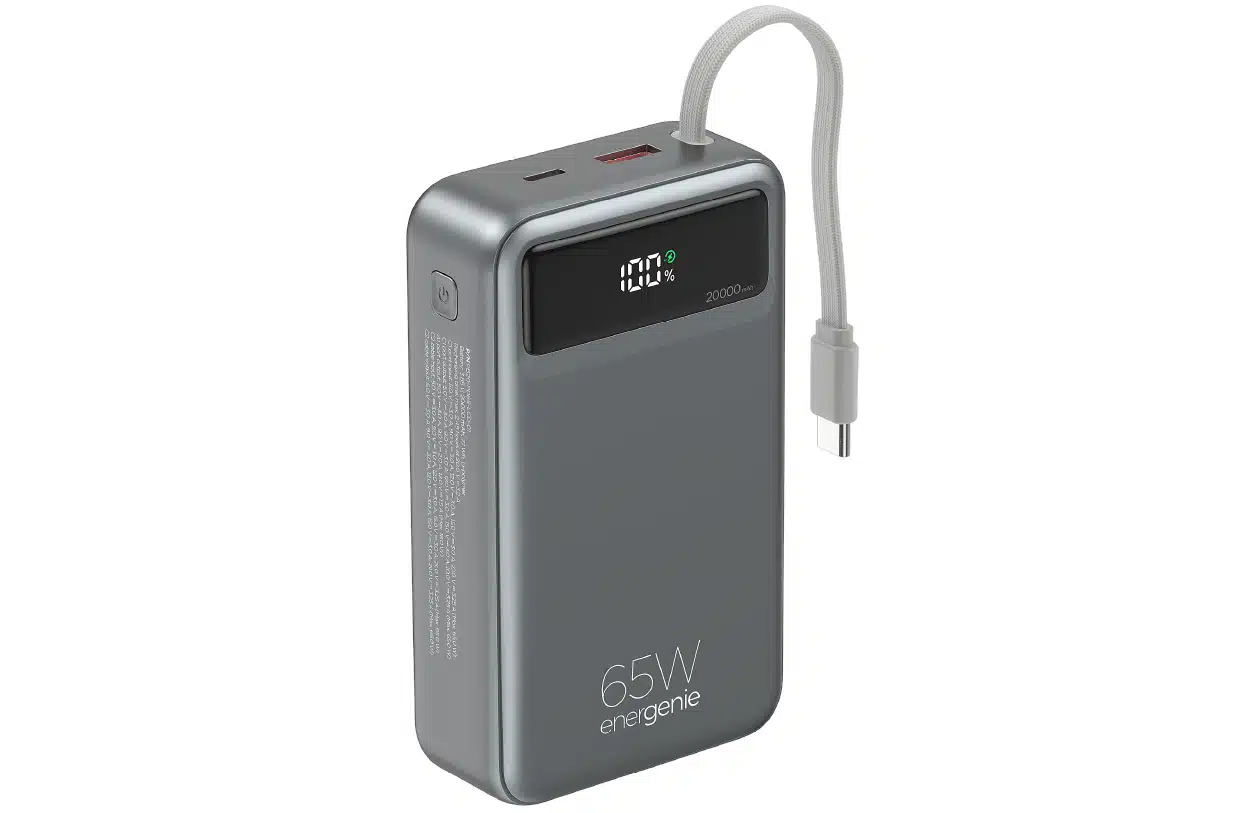 65W powerbank met geïntegreerde kabels 20000 mAh