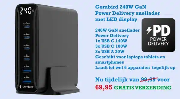 Gembird 240W USB-C GaN